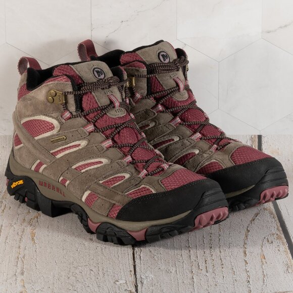 Merrell Women's Moab 2 Mid Wp Boulder Blush Boulder/Blush Size 12 M - Picture 1 of 15